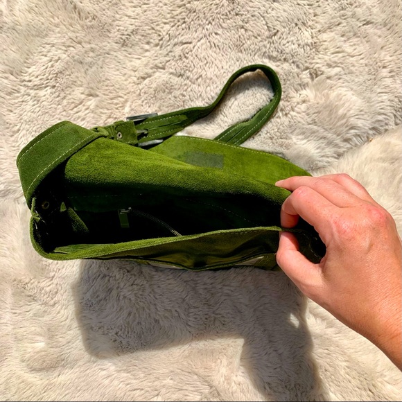 Artisan Suede Crossbody Purse in Green - Picture 3 of 3